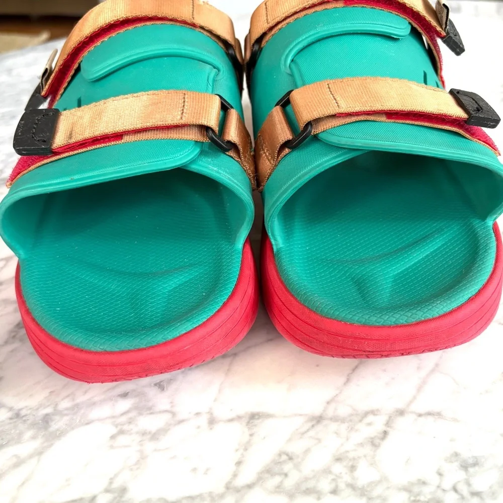 Suicoke Urich Slide Sandals Rubber Platform Adjustable Green Red Womens Size 11 - Picture 5 of 9
